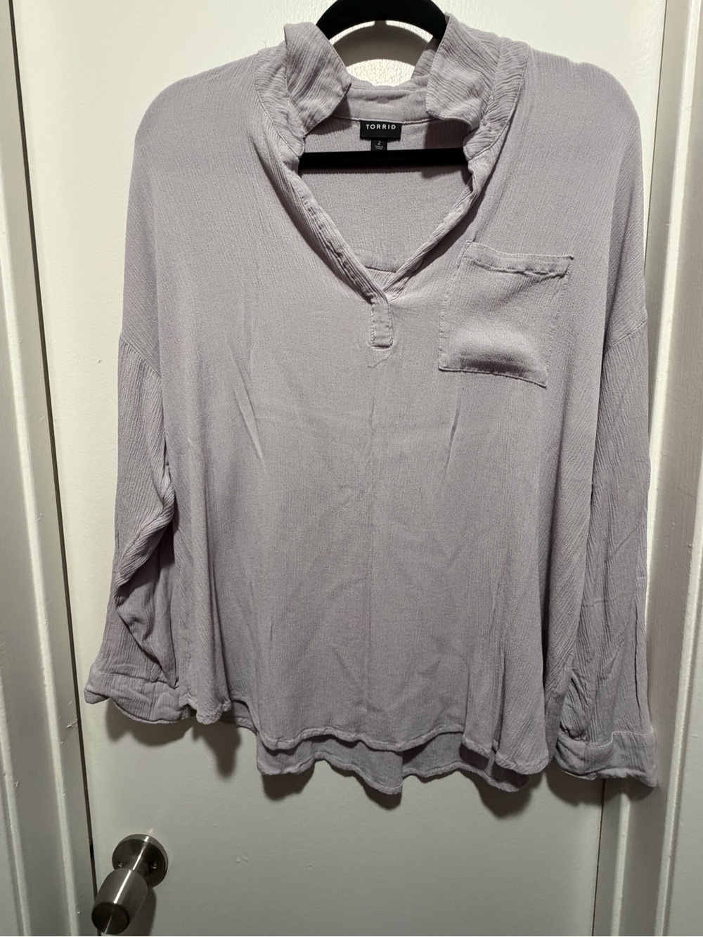 torrid soft lavender V-neck long sleeve pocket tunic